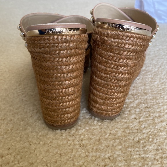Jimmy Choo Wedge Sandal Taupe Espadrille size 37 - Picture 6 of 7